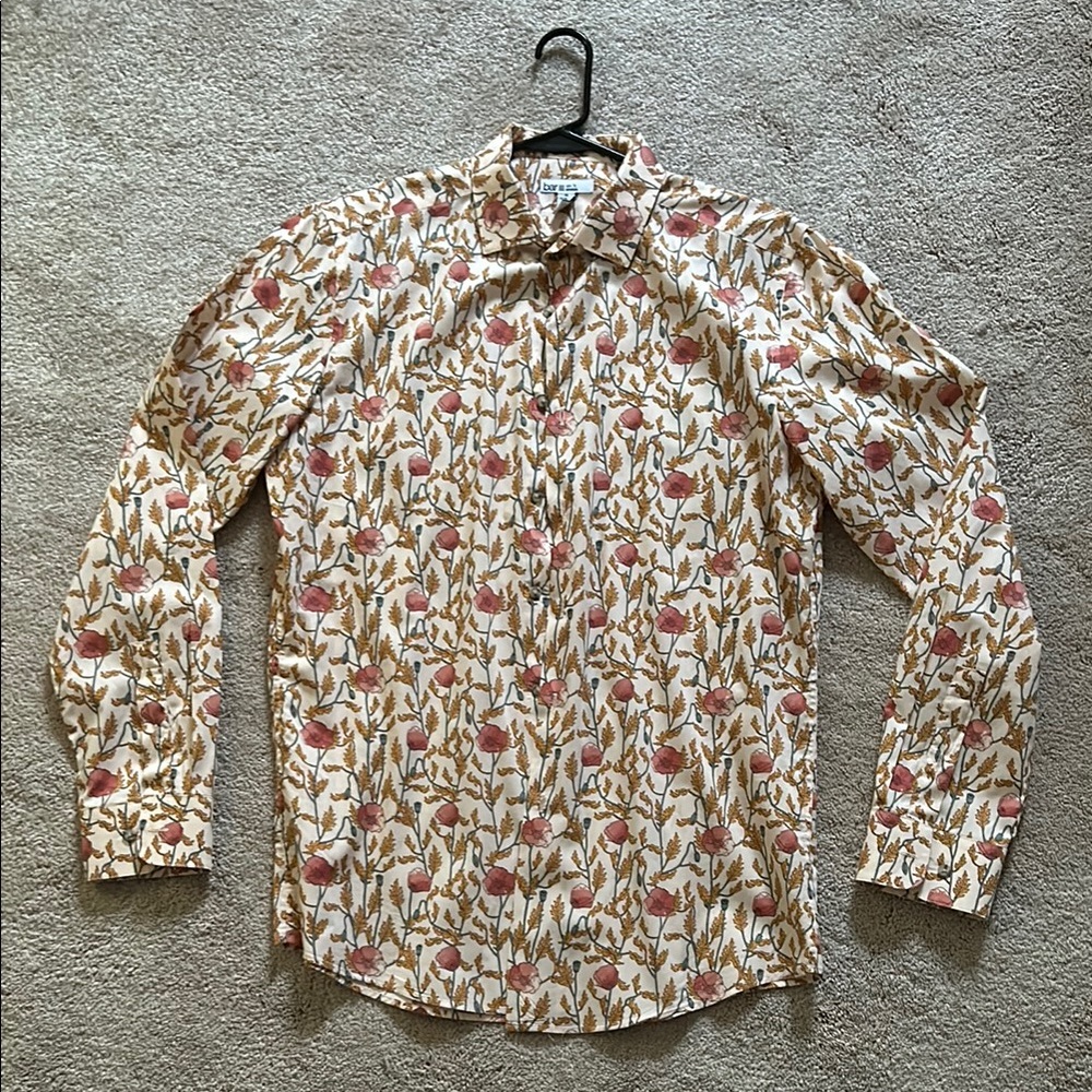 Bar III Pink and Brown Casual Button Down Shirt